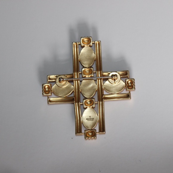 Gucci Cross Brooch w/Cabochon Stones - Picture 2 of 3